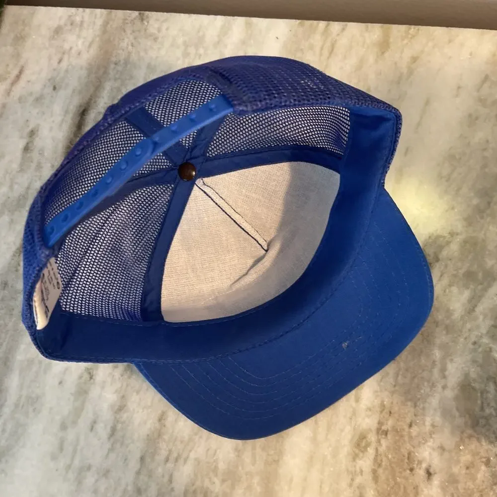 Vintage Trucker Hat Cap Snapback Blue Redi Serve Meats Food Patch 80s 90s 1